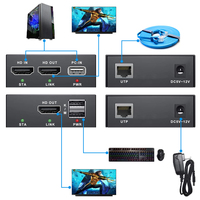 2026 HDMI KVM Extender über Netzwerk RJ45 IP RJ45 Ethernet USB für 200M Booster UTP/STP CAT5 CAT6 für Kamera