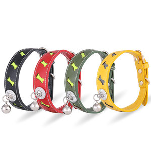 <b>Pet</b> <b>Collar</b> Reflective Bone Shape Bell For Cats And Dogs Fashion Black Red Green Yellow All Seasons - Product Image 2