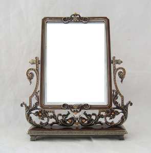 <span class=keywords><strong>Espejo</strong></span> <span class=keywords><strong>de</strong></span> <span class=keywords><strong>mesa</strong></span> <span class=keywords><strong>de</strong></span> metal esmaltado con diamantes <span class=keywords><strong>de</strong></span> imitación Chapado en bronce vintage 5x7 pulgadas - Product Image 4