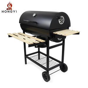 Barbecue sans fumée Hongyi Charcoal Grill Bq205387b avec étagère en bois et roues pour pique-nique et fête - Product Image 3