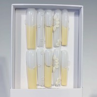 Tacana 10 pièces Faux ongles à presser faits main, extra longs, style français européen tendance, haute qualité, couverture complète