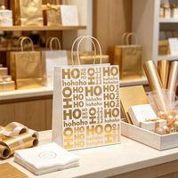 Sacs cadeaux de Noël de luxe personnalisés en gros SP2461 avec logo, sacs de shopping en papier d'art écologique avec poignée en ruban aseptique