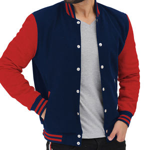 เสื้อแจ็กเก็ตเบสบอลสำหรับผู้ชายมีแขนหนังลายปักโลโก้ออกแบบได้ตามต้องการ - Product Image 6