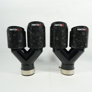 Embouts d'échappement de voiture double FAIZJUNBEN, finition brillante, fibre de carbone noire forgée, embout d'échappement de type Y, directement du fabricant - Product Image 5