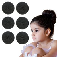 Forme à chignon en nylon réutilisable pour cheveux courts et fins, 6 pièces, 2 pouces, beige, pour enfants et filles