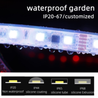 Bande LED Pixel RVBW 24V DMX512 adressable, étanche, avec gradation 16 bits et correction gamma, télécommande USB pour éclairage paysager