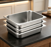 Vente en gros en acier inoxydable 2/3 GN Pan forme carrée récipient alimentaire plateau de service pour hôtels restaurants restauration-usage commercial