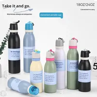 Bouteille d'eau réutilisable en acier inoxydable, thermos sous vide, garde au chaud et au froid, gobelet de voyage avec corde, double couvercle pour le sport