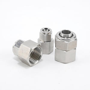 Conector Neumático de 4 Puntos de Acero Inoxidable 304, Conector Rápido PCF8-G02 para Tubo de Nylon, Rosca Interna, Recto - Product Image 1