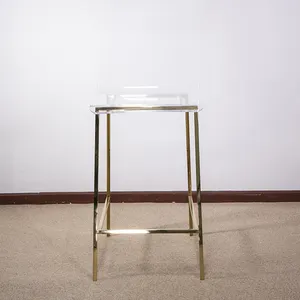 HOMESWEET завод изготовленный на заказ элегантный Lucite мебель для вечеринок Золотой барный стул, прозрачный акриловый барный стул высокий стул