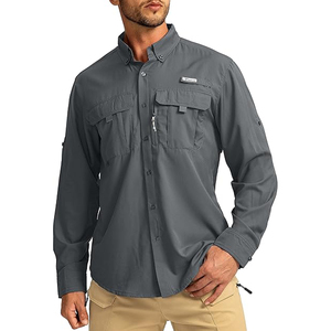 Camicie da Pesca Personalizzate con Logo, Protezione Solare UPF 50+, Asciugatura Rapida, Rinfrescanti, con Bottoni, per Uomo, Ideali per Viaggi e Campeggio - Product Image 1
