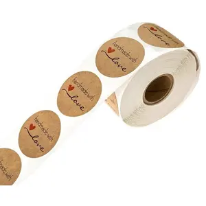 빈티지 크래프트 라벨 고맙습니다 스티커 자기 접착 라벨 DIY 손으로 만든 선물 케이크 캔디 종이 태그