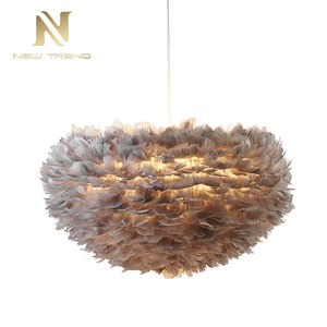 Lustre suspendu LED E27 <span class=keywords><strong>en</strong></span> plumes blanches, style contemporain, pour la décoration de la maison - Product Image 4