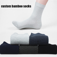 Chaussettes d'équipage pour hommes en fibre de bambou de couleur unie classique pour l'été, l'automne, vêtements de cérémonie décontractés avec motif de lettres