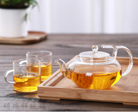 Service à thé moderne en verre transparent épais et résistant à la chaleur, avec infuseur en acier inoxydable, pour café et thé fleuri, 300ml et 600ml, vente en gros