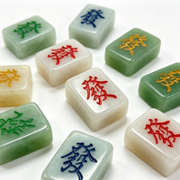 Tuiles de Mahjong en Jade Sculptées à la Main, Bords Lisses, Artisanat Américain, Jeu de Société pour Divertissement et Fêtes