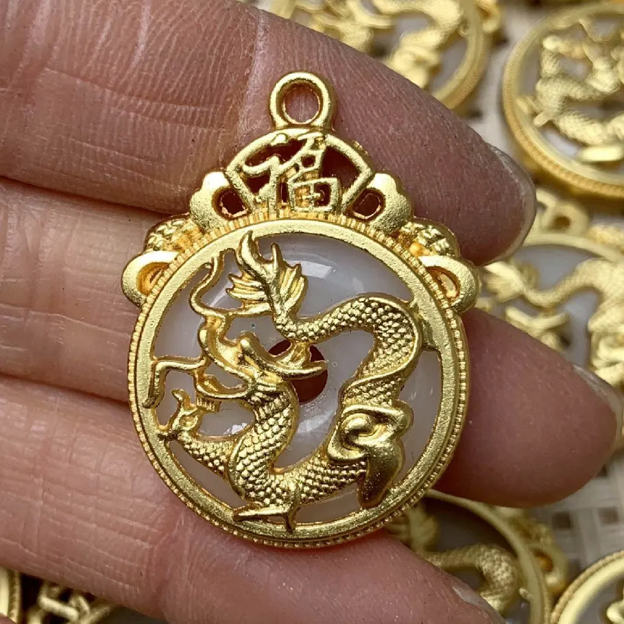 Китайский Год Дракона Кулон позолоченный Амулет Дракон кулон для изготовления ожерелья