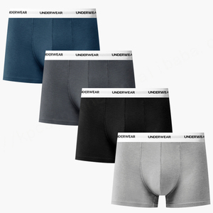 Calzoncillos bóxer de algodón y LICRA de cintura media para hombre, bóxer de tiro medio XL transpirable con estampado de logotipo personalizado, tela ODM para adultos - Product Image 2