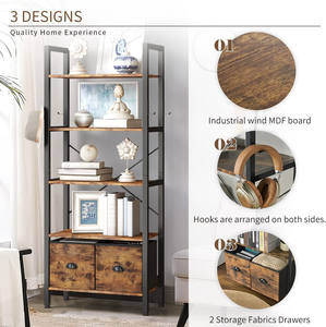 Combohome आधुनिक प्राचीन लकड़ी उम्दा तह सजावटी औद्योगिक धातु लकड़ी सीढ़ी बुकशेल्फ़ लकड़ी स्टील बुक शेल्फ - Product Image 4