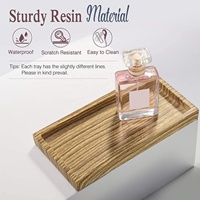 Plateau décoratif en résine au design personnalisé, motif grain de bois, organisateur de cosmétiques pour commode, plateau à bijoux carré à fond plat, plateau de vanité en résine