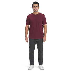 Camiseta Personalizada para Hombre, Cuello Redondo Grueso, 100% Algodón, Camisetas Gruesas, Lisas, Extra Grandes, Cuello Alto Simulado - Product Image 1