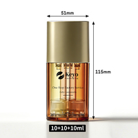 Botol Pompa Plastik Segitiga 10+10+10 ml Kosong, Botol Kosmetik Pompa Vakum 3 in 1 Grosir