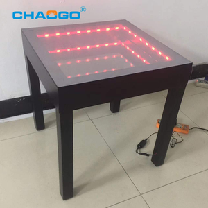 New Design Modern Coffee Shop Led Color Changing Glass Tea <b>Table</b> APP Control Square Interactive Mirror Dining Tempered Glass Col - Product Image 2