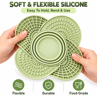 Tapis de léchage pour chien en silicone 3-en-1 avec gamelle pliable en forme de fleur, distributeur de nourriture lente pour chiens, vente en gros, prêt à expédier, faible MOQ 50 pièces