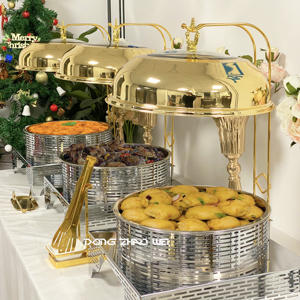 New Design Wedding Party Catering Use Luxo Chaffing Dish Food Buffet Warmer Chafing Pendurado Tampa Arrebatada Pratos de Cheffing - Product Image 3
