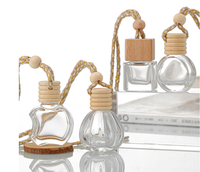 Prix usine vide 5ml 8ml 10ml bouteille de diffuseur suspendu en verre avec couvercle en bois bouteille de parfum désodorisant de voiture