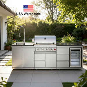 Cocina Exterior de Acero Inoxidable de Lujo para Asados, 59500 BTU, 4 Quemadores con Infrarrojos Traseros y Centro para Bebidas - Product Image 5