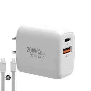 Pengisi daya Cepat Ponsel Jepang 20 watt 10a Tipe c 20 w pengisi daya usb dan kabel untuk pengisi daya iphone dengan kemasan ritel