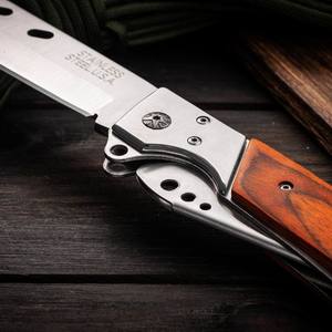 Couteau de camping pliable en acier déformable HK Model FB174, qualité industrielle, 19 cm, manche en bois de santal rouge, pour l'extérieur - Product Image 3