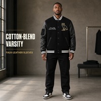 Veste universitaire personnalisée pour homme, manches en cuir véritable, style baseball, personnalisation profonde, logo personnalisé, vente en gros OEM