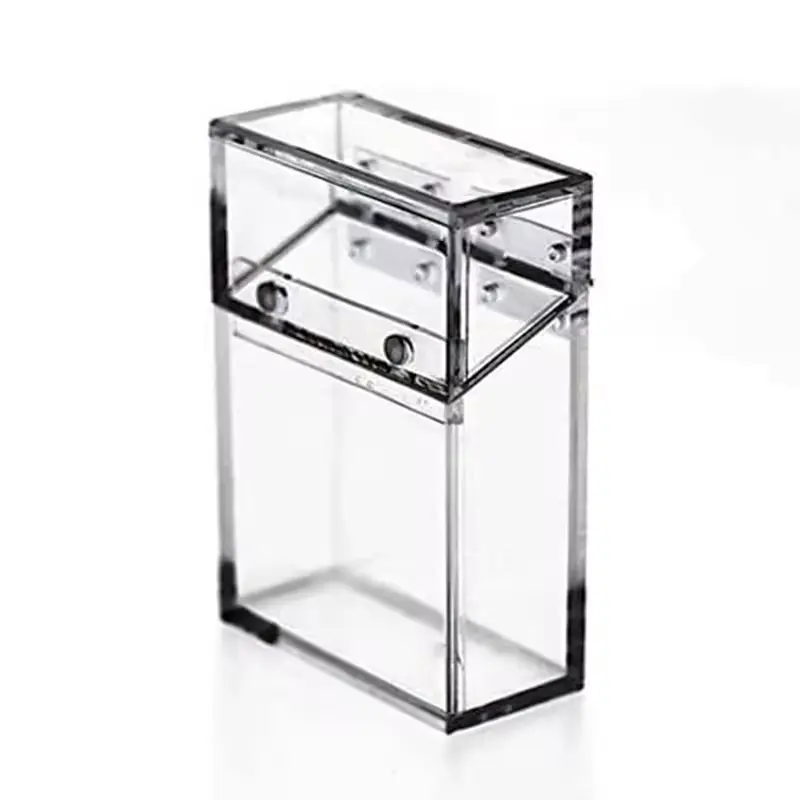 Caja de cigarrillos de acrílico portátil Caja de cigarrillos de acrílico transparente con tapa abatible magnética