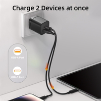 Chargeur mural rapide 20W PD+QC3.0, double port USB-A et Type C, adaptateur de charge pour téléphone portable