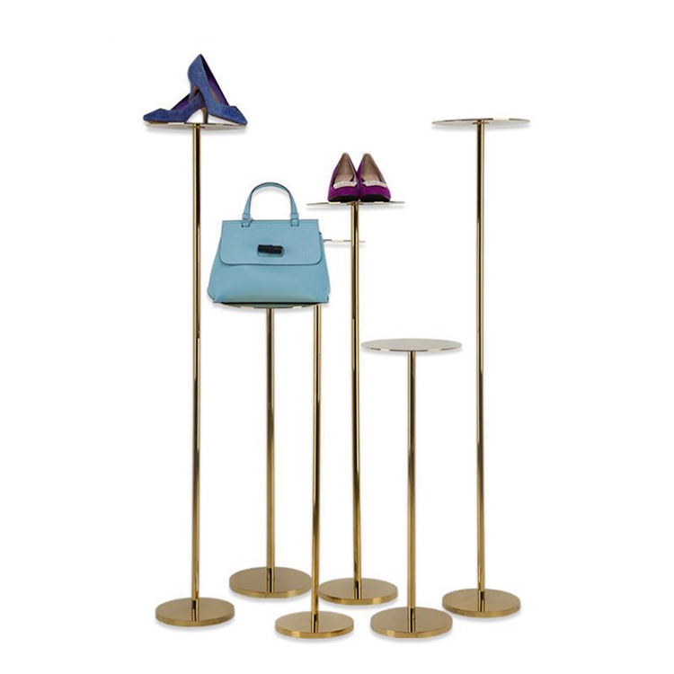 Apache Stainless Steel Golden Luxury Display Riser Counter Stands Shoe Bag Store Window Pedestal Showcases — view 3