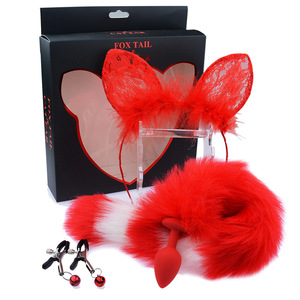 Silikon Metall Künstlicher Schwanz Anal Plug Fuchs Schwanz Ohr Set SM Produkte - Product Image 6