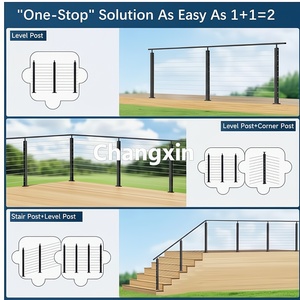 Sistema de Barandilla de Cable de Acero Inoxidable Negro de Fácil Instalación, <span class=keywords><strong>Balaustrada</strong></span> de Cable Metálico <span class=keywords><strong>Prefabricada</strong></span> para Terraza y Escaleras Exteriores - Product Image 4