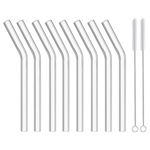 <b>Heat</b> Resistant Clear Reusable Handmade Mouth Blown Glass Drinking Straw with Cleaning <b>Brush</b> Eco-Friendly Lfgb Certified - Product Image 1