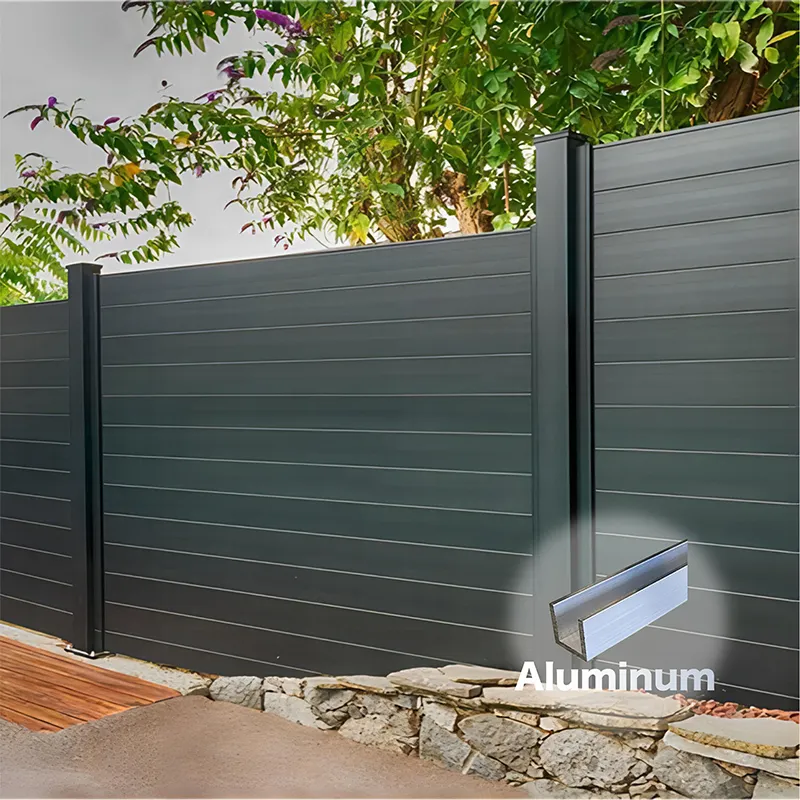 Clôtures en aluminium bon marché, portails en treillis, conception de clôture métallique moderne, panneaux de clôture à lamelles horizontales en aluminium de sécurité pour jardins