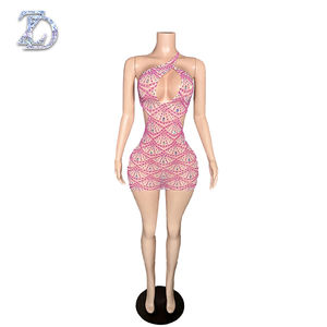 ZD Funkelndes Diamant Sexy Rückenfreies Bodycon Mini-Kleid Luxuriöses Schickes Damen-Abendkleid für Abschlussball, Party, Geburtstag, Feier und Bühnenauftritte - Product Image 1