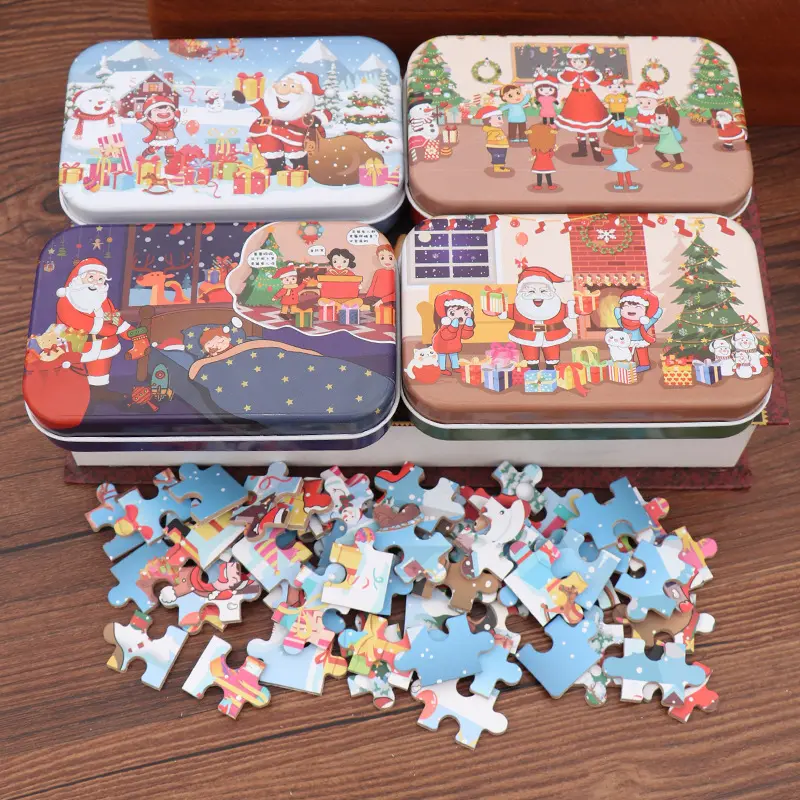 Noël en bois Puzzle ensemble enfants jouet père noël Puzzle noël enfants début éducatif bricolage Puzzle enfants noël bébé cadeau M321