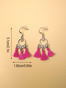 Moda simplicidad gran oferta nueva aleación borla bohemio Vintage pendientes de mujer - Product Image 3
