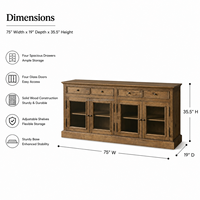 Meuble TV impérial français en bois massif, chêne patiné pour villa, console multimédia, buffets, vitrines, credence