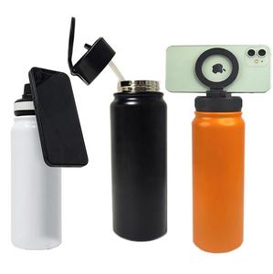 New Magnetic Lid 1000ml 304 Stainless Steel Eco-Friendly Sports Water <b>Bottle</b> with Phone Holder Thermal Insulation Back to School - Product Image 1