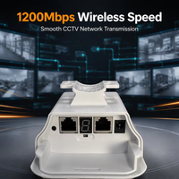 Puente Digital Inalámbrico para Exteriores de 1200 Mbps y 5.8G, Contiene 2 Puertos RJ45 de 10/100/1000 Mbps con Distancia de Transmisión de 1 KM