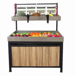 Expositores de frutas y verduras duraderos de hierro y madera para supermercados - Product Image 5