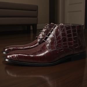 מגפי צ'לסי יוקרתיים לגברים של MOROSO, מגפיים עסקיים רשמיים, דוגמת עור נחש, עור אמיתי, שרוכים, מגפי קרסול, שפיץ, סגנון בריטי - Product Image 5