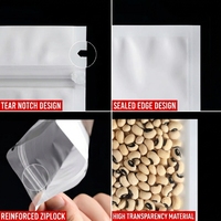 Sac d'emballage personnalisé avec logo Yin Yang, pochette en plastique transparente nacrée blanche avec fermeture éclair et trou de suspension pour bijoux et jouets